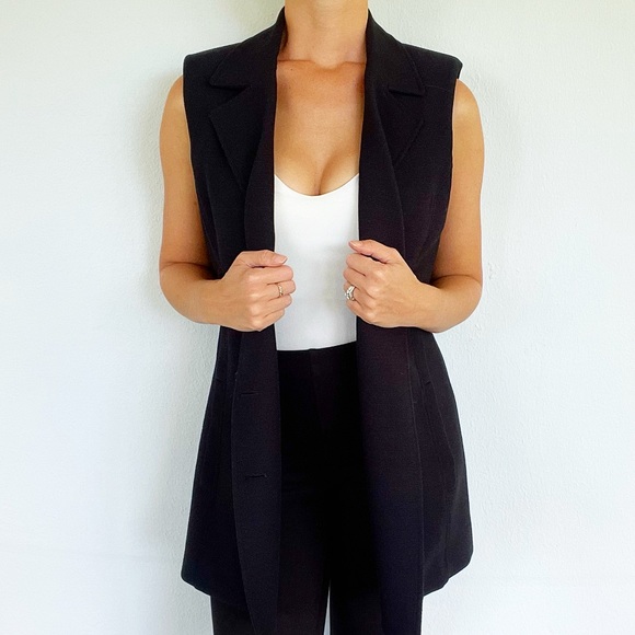 Veronica Beard black cotton oversized double breasted sleeveless vest size 4 - Picture 2 of 16